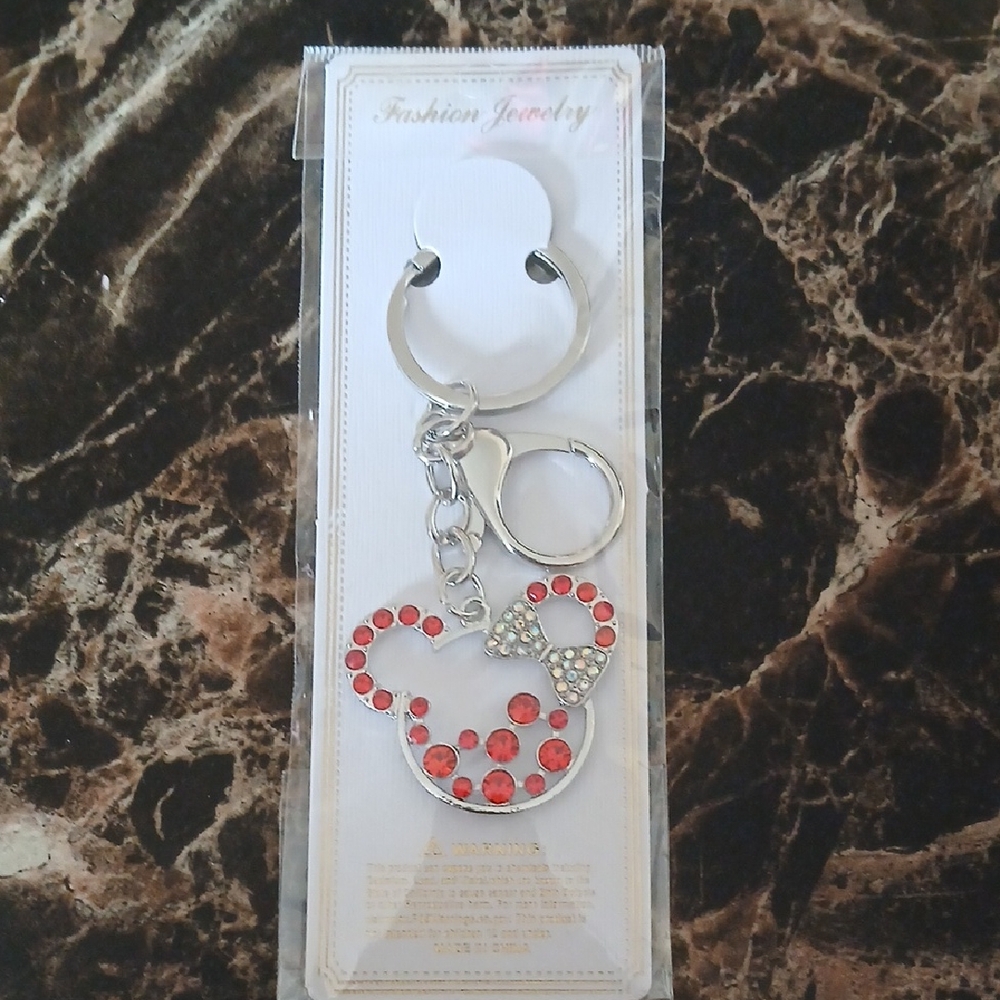 Fashion Jewelry Silver and Red Crystal Key Holder